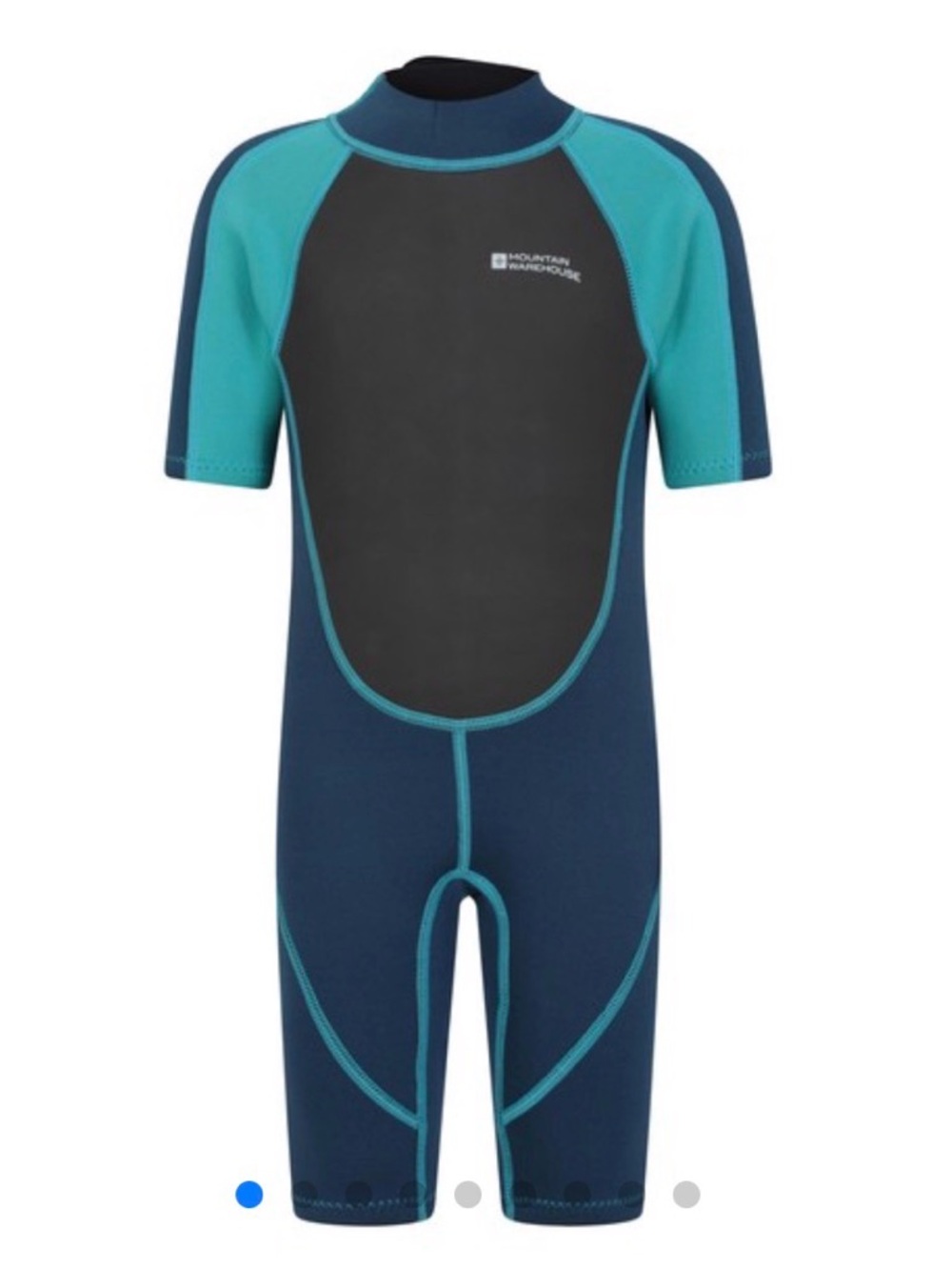 Navy blue Shorty 2.5mm Wetsuit with Teal Stitching for 9-10 youth